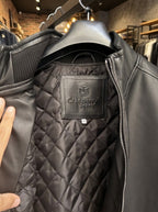 Giubbotto Bomber in Ecopelle Nero