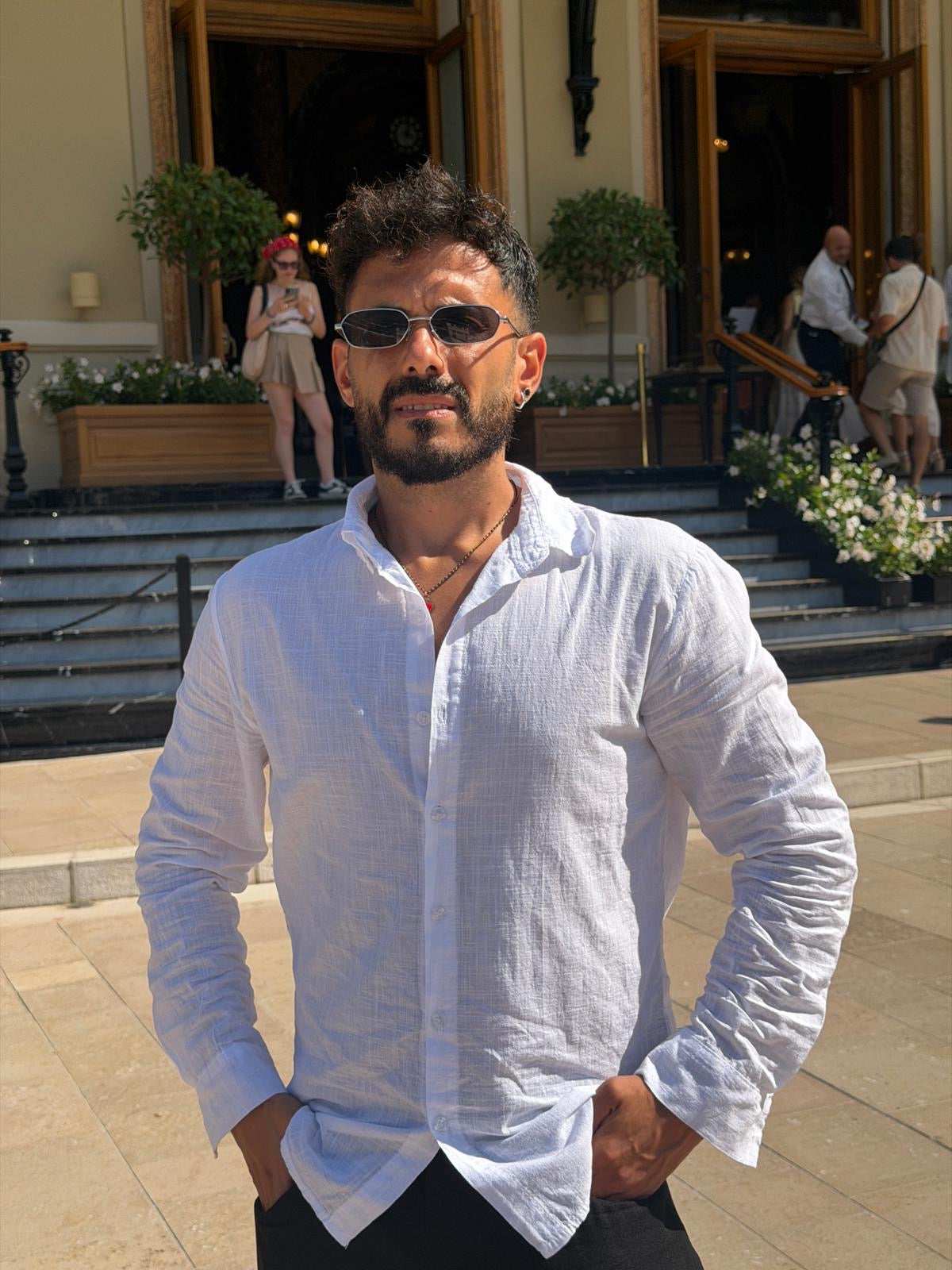 Camicia Bianca Effetto Lino Uomo | Gemelli Shop | 100% cotone