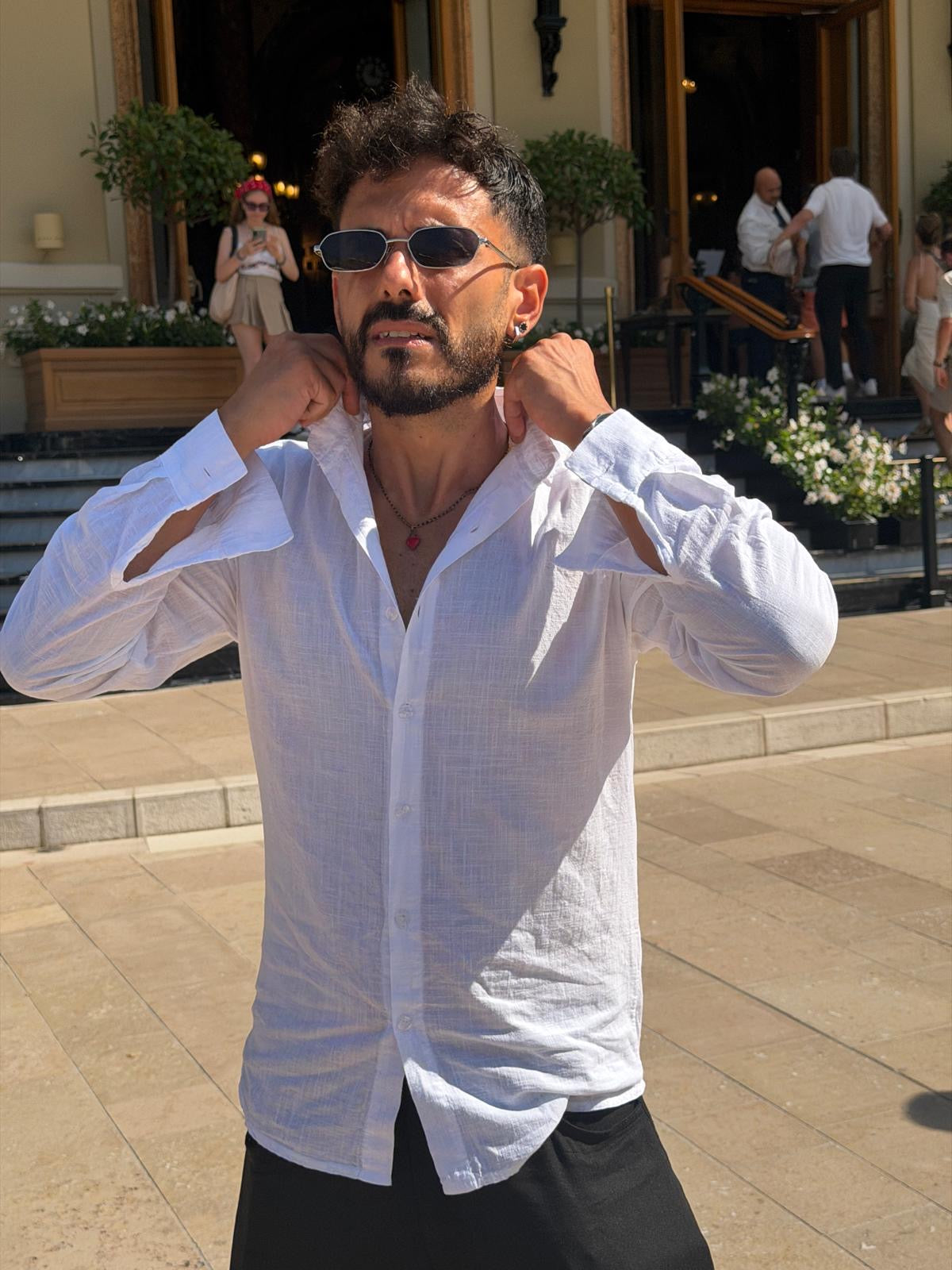 Camicia Bianca Effetto Lino Uomo | Gemelli Shop | 100% cotone