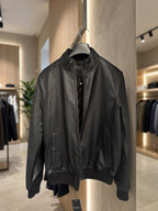 Giubbotto Bomber in Ecopelle Nero