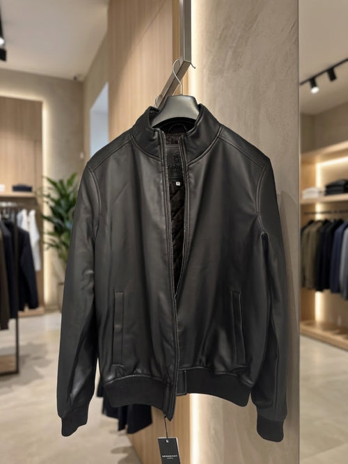 Giubbotto Bomber in Ecopelle Nero