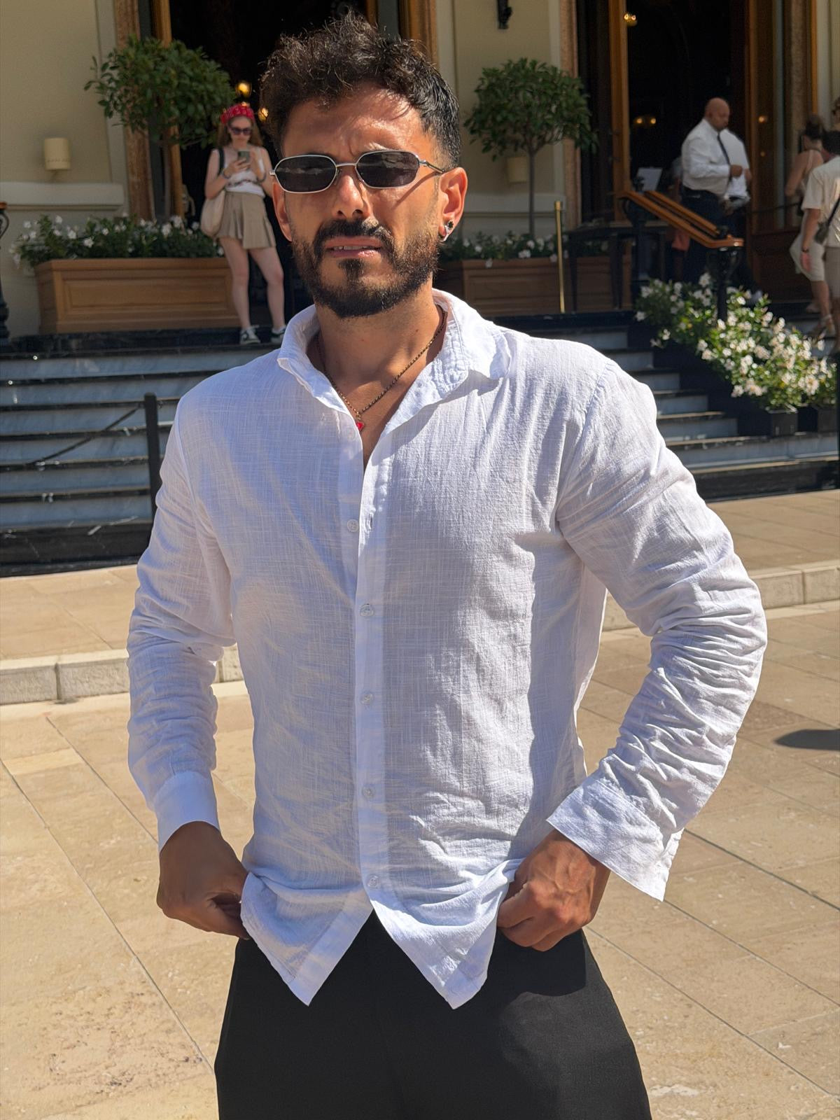 Camicia Bianca Effetto Lino Uomo | Gemelli Shop | 100% cotone