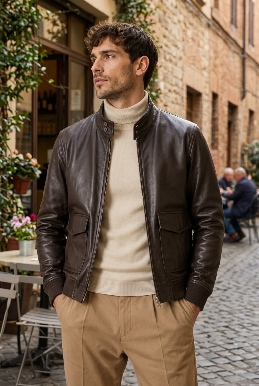 Giubbotto Bomber in Pelle Moro