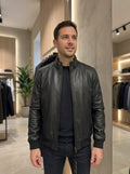 Giubbotto Bomber in Ecopelle Nero